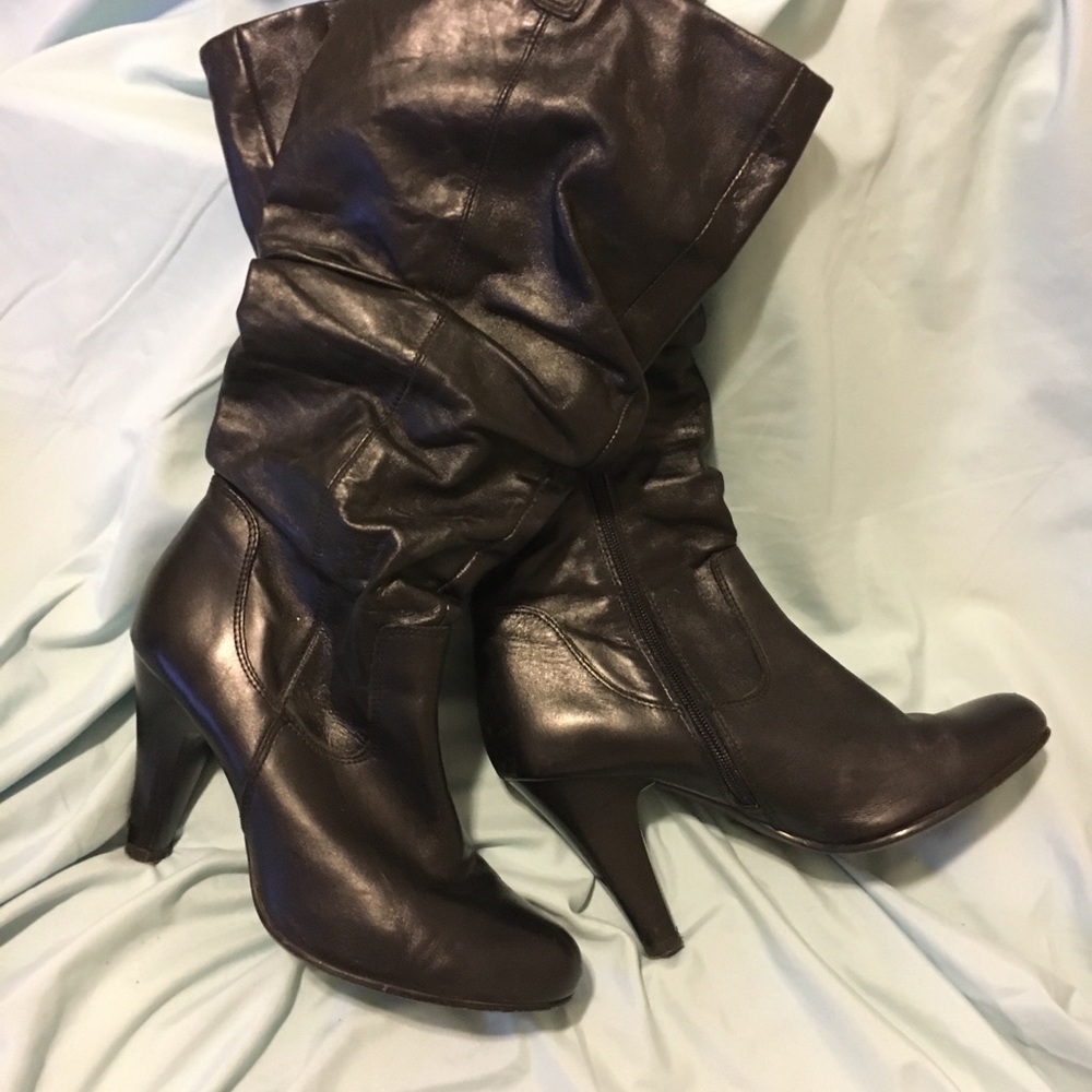 Aldo Knee-High Leather Heeled Boots